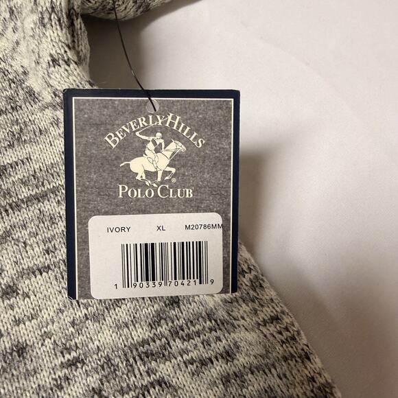 Beverly Hills Polo Club Sweater Men Sz XL Ivory Fleece Quarter-Zip Mock Neck NWT - Picture 6 of 12